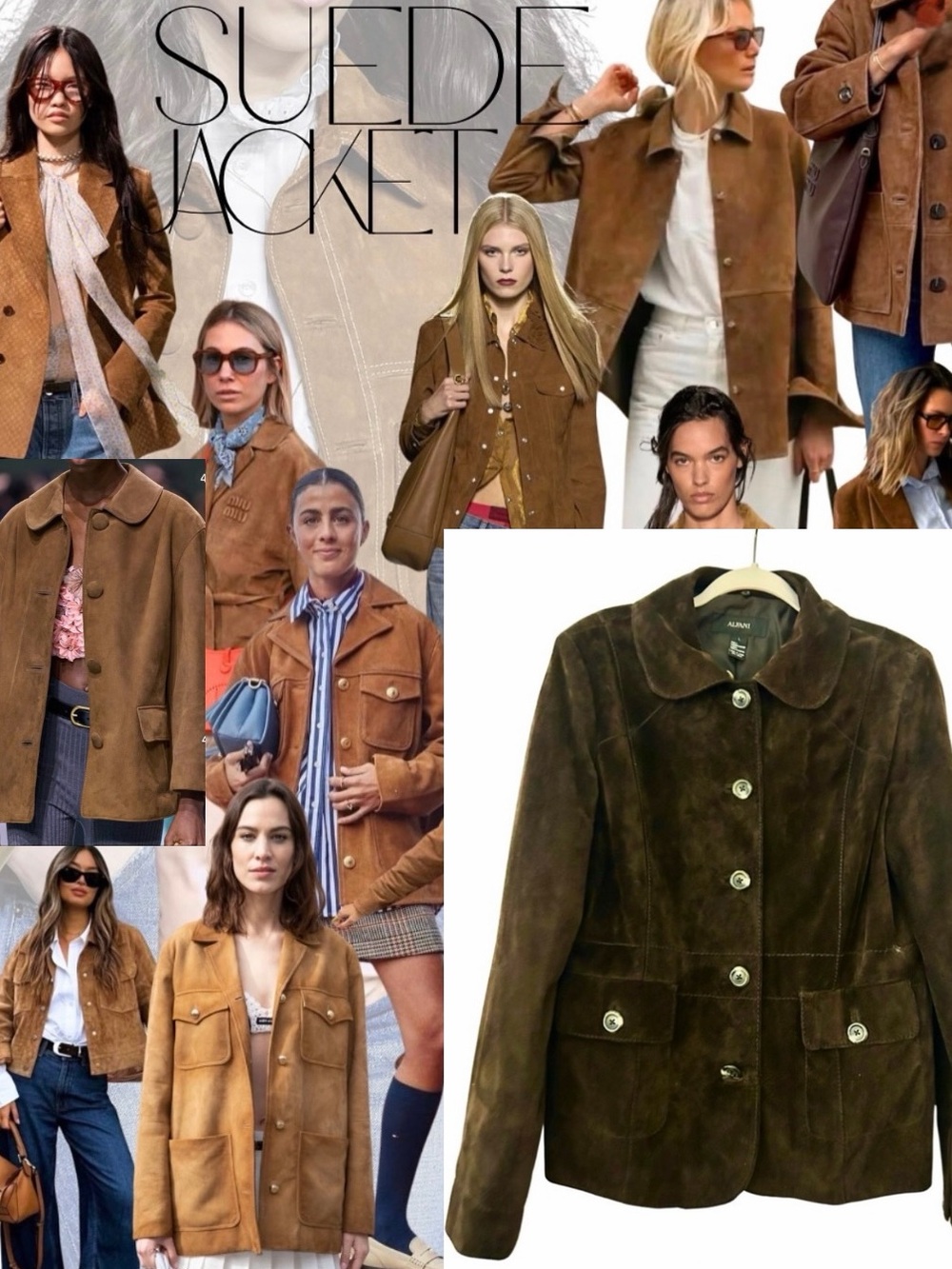 Alfani- Chocolate Brown Suede Jacket with Rounded Collar, Size Large